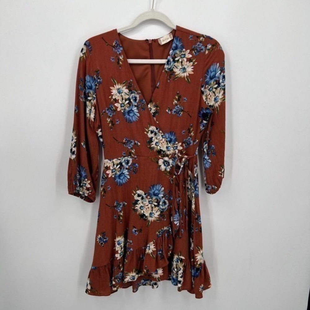 Altar'd State Dress Floral V-Neck Faux Wrap Ruffle Lined Boho